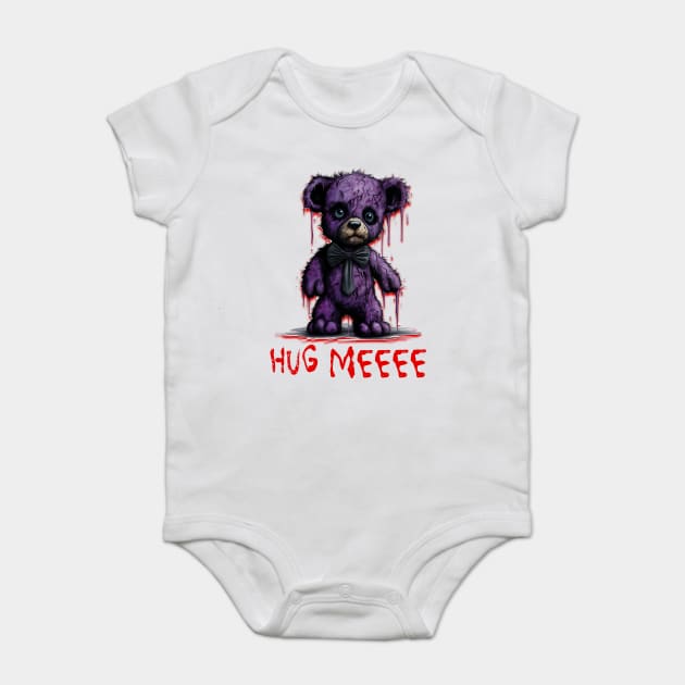 Zombie Bear begs "Hug meeee" Halloween design Baby Bodysuit by Luxinda